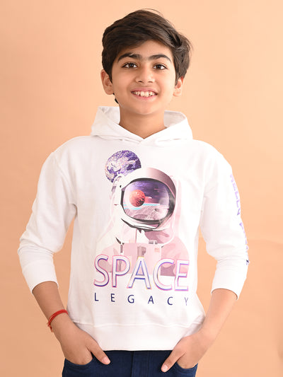 Boys Printed Full Sleeves Hooded Sweatshirt