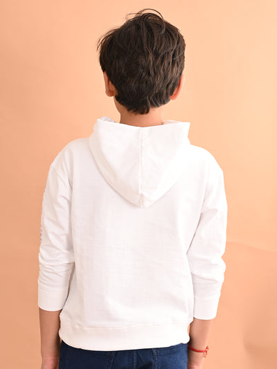 Boys Printed Full Sleeves Hooded Sweatshirt