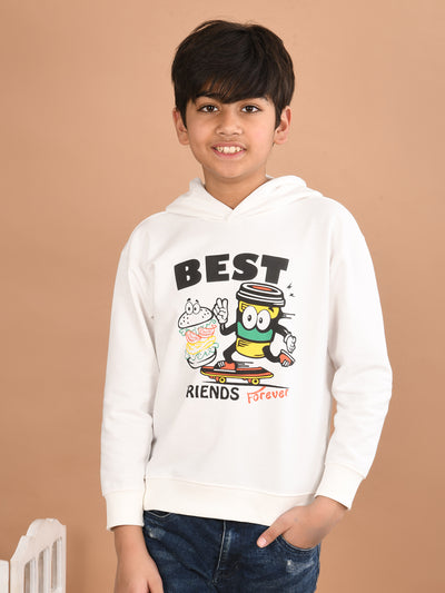 Boys Printed Full Sleeves Hooded Sweatshirt