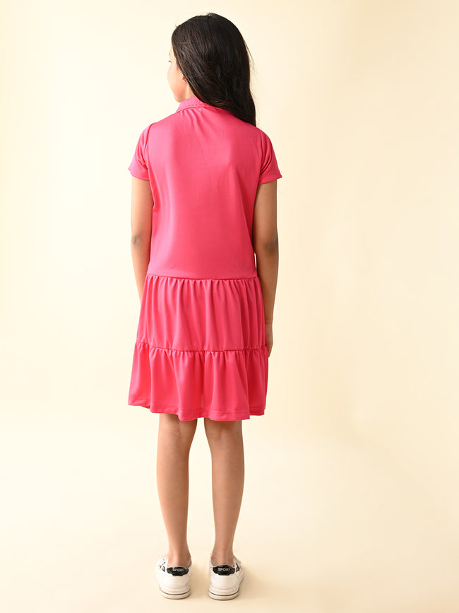 Solid Knee Length Layered Shirt Dress