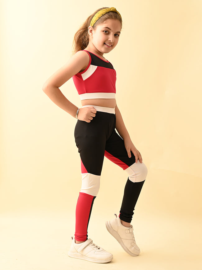 Sleeveless Colorblock Top with Legging Activewear Set