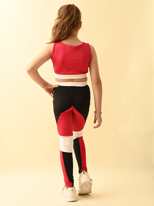 Sleeveless Colorblock Top with Legging Activewear Set