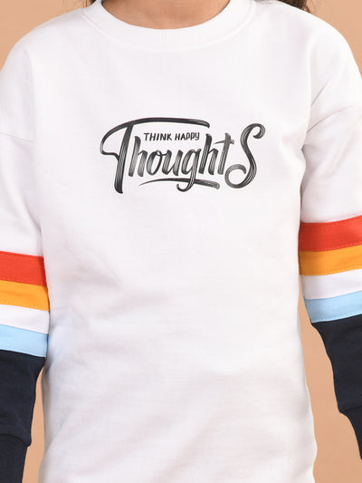 Graphic Text Printed Full Sleeves Sweatshirt with Legging Set