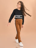 Graphic Text Printed Full Sleeves Sweatshirt with Legging Set