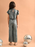 Shiny Smoking Neck Crop Top with Palazzo Pant Set