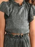 Shiny Smoking Neck Crop Top with Palazzo Pant Set