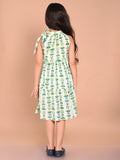 Batik Printed Neck Tieup Dropwaist Dress