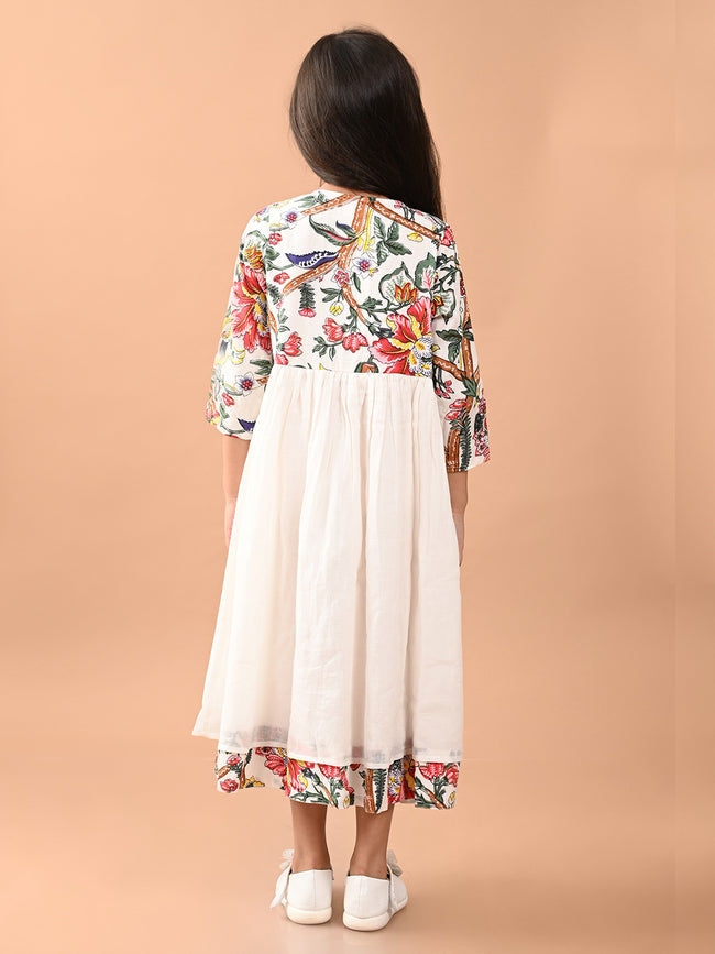 Floral Printed Button Down Fit n Flare Midi Dress