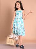 Floral Printed Ruffled Neck Layered Dropwaist Dress