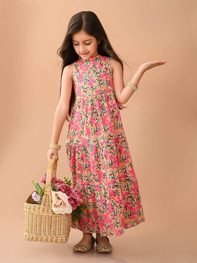 All Over Printed Sleeveless Ankle Length Dropwaist Maxi Dress Lilpicks All Over Printed Sleeveless Ankle Length Dropwaist Maxi Dress Lilpicks