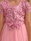 Sequin Bow Detail Fit n Flare Partywear Dress