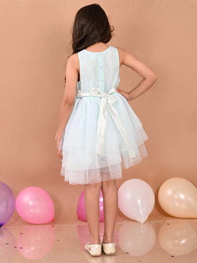 Sequin Embellished Knee Length Fit n Flare Net Dress