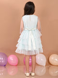 Sequin Embellished Knee Length Fit & Flare Net Dress