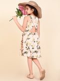 Floral Printed Sleeveless Criss Cross Back Fit n Flare Dress