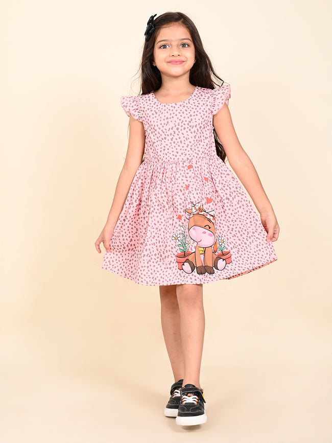 Cow Printed Fit n Flare Cotton  Dress