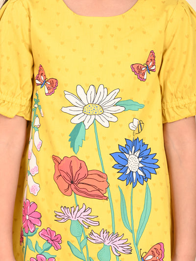 Floral Printed Knee Length Dropwaist Dress