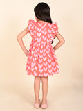 Heart Printed Sleeveless Ruffle Fit n Flare Dress