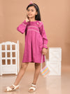 Girls Knee Length Embroidered Dress