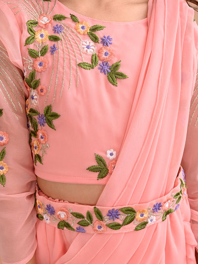 Gilrs Designer Top & Palazzo with Attached Dupatta and Belt