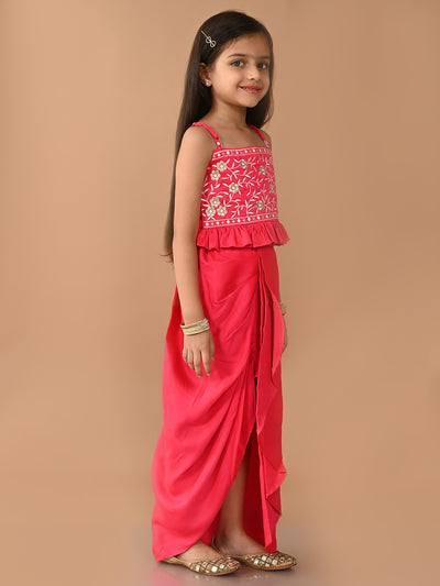 Embroidered Sleeveless Top with Stylish Dhoti Set