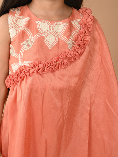 Embroidered Sleeveless One Sleeve Kurta with Sharara Set