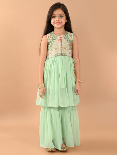 Zardozi Embellishment Sleeveless Empire Kurta Sharara Set