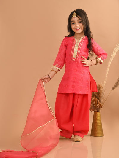 Ethnic Motif Printed Kurta Salwar Suit Set with Dupatta
