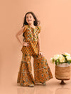 Ethnic Motif Printed Tassel Straight Kurta Sharara Set