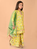 Floral Printed Gota Patti Embellished Empire Kurta Sharara Set with Dupatta