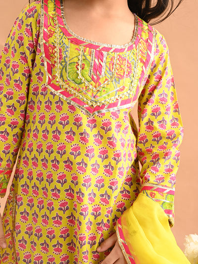Ethnic Motif Printed Gota Patti Embellished Kurta Sharara Set with Dupatta