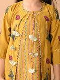 Ethnic Printed Dropwaist Dress with Gota Patti Embellished Shrug