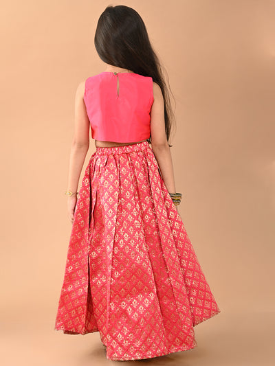 Batik Printed Sleeveless Lehenga Choli Set