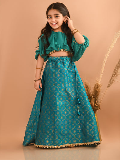 Stylish Embossed Flared Lehenga Choli Set