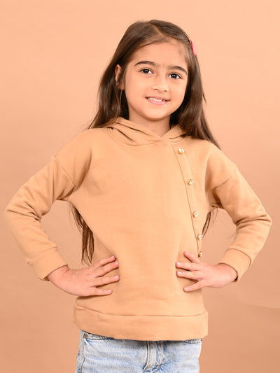 Girls Full Sleeves Hooded Sweatshirt
