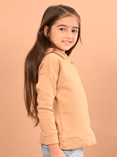 Girls Full Sleeves Hooded Sweatshirt