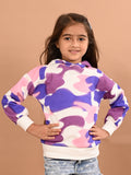 Girls Full Sleeves Multicolor Hooded Sweatshirt