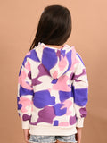 Girls Full Sleeves Multicolor Hooded Sweatshirt