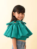 Solid Off Shoulder Frilled Crop Top