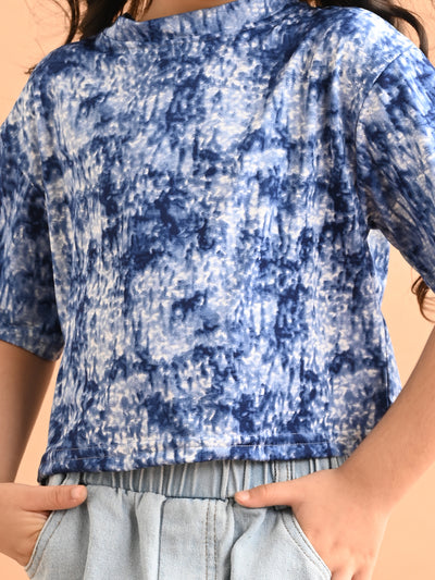 Tie Dye Printed Drop Shoulder Loose Fit Top