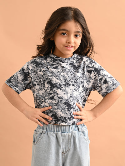 Tie Dye Printed Drop Shoulder Loose Fit Top