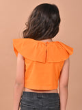 Solid Sleeveless Ruffle Crop Top