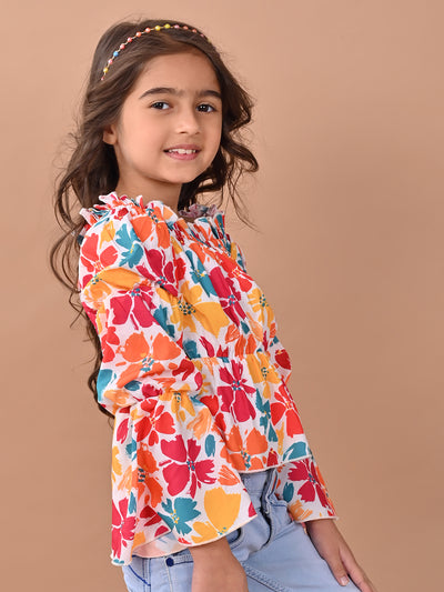 Floral Printed Full Sleeves Smoking Top