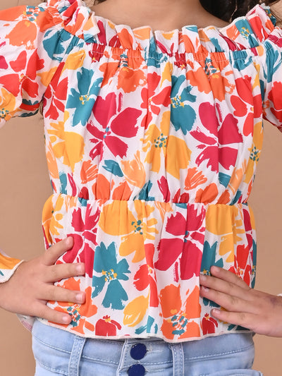 Floral Printed Full Sleeves Smoking Top