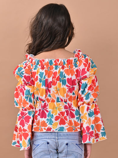 Floral Printed Full Sleeves Smoking Top