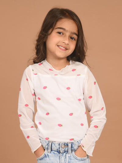 Strawberry Printed Full Sleeves Casual Top