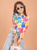 Abstract Printed Full Sleeves Casual Top