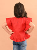 Solid Ruffle Short Sleeves Casual Top