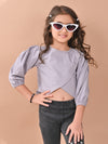 Solid Stylish Full Sleeves Crop Top