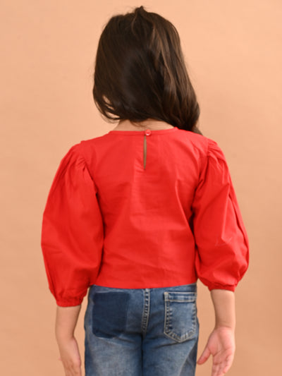 Solid Stylish Full Sleeves Crop Top