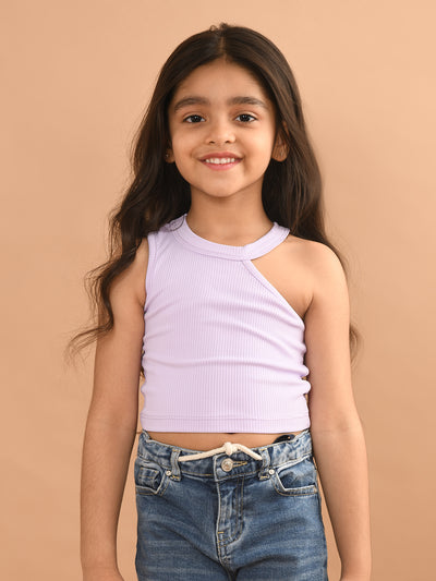 Solid Stylish One Shoulder Crop Top